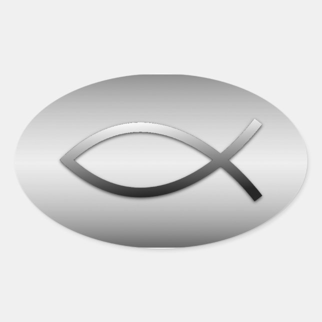 Ichthys Jesus Fish Christliches Symbol Ovaler Aufkleber (Vorderseite)