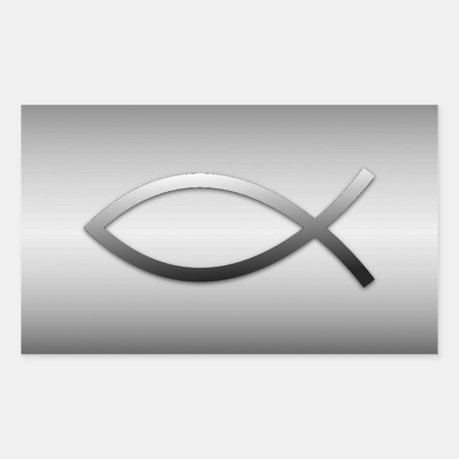 Ichthys Jesus Fish Christliches Symbol Rechteckiger Aufkleber (Vorderseite)