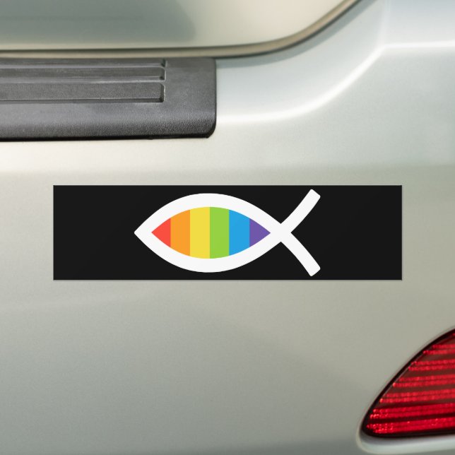 Ichthys Jesus Fish LGBTQ Gay Christlich Autoaufkleber (Auf Auto)