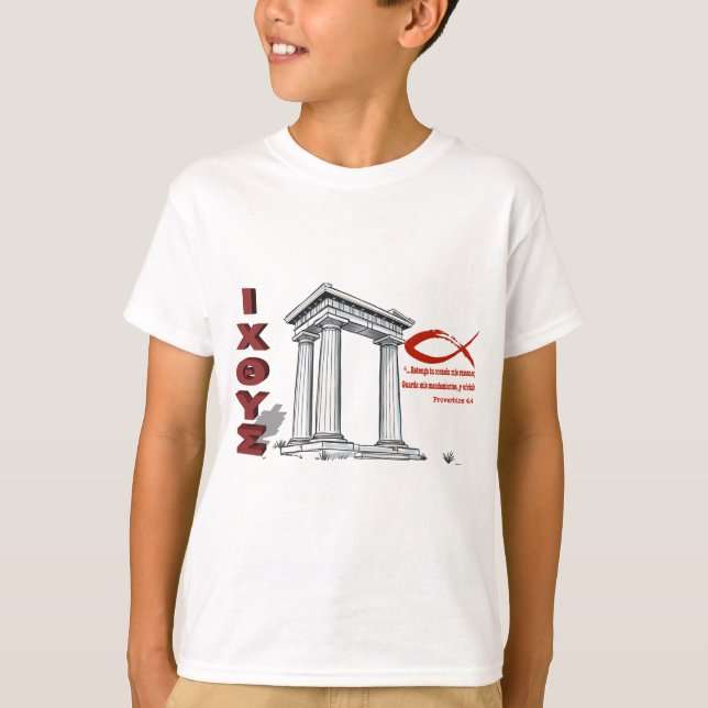 Ichthys mit Bibelzitat T-Shirt (Vorderseite)