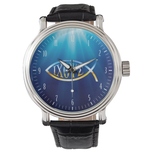 Ichtys Christlich Fish Symbol | Inspirationsgesche Armbanduhr (Vorderseite)