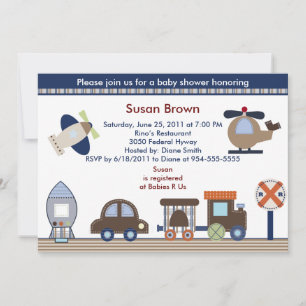 Ici, Là, Partout Baby shower Garçon Invitation