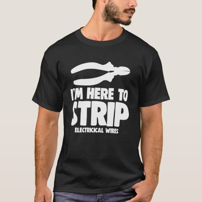 Ici Pour Bande Les T-Shirts Fils Électriques Drôle (Devant)