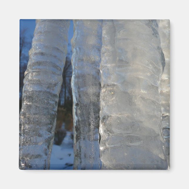 Icicles Abstrakt Blue Winter Fotografy Magnet (Vorne)