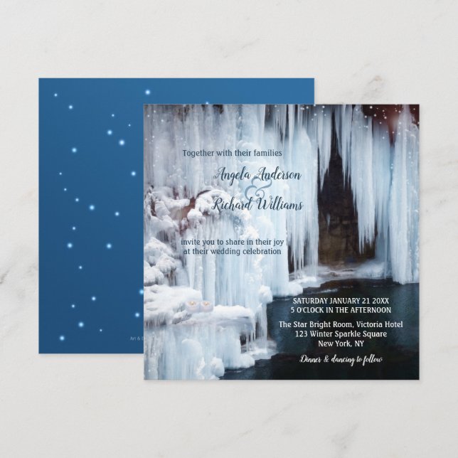 Icicles Étincelants Invitation de mariage hivernal (Devant / Derrière)