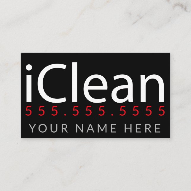 iClean. Reinigung von Power WaschgeschäftPromo Visitenkarte (Vorderseite)
