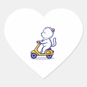 Icon-Illustration des niedlichen Roller-Cartoon Herz-Aufkleber
