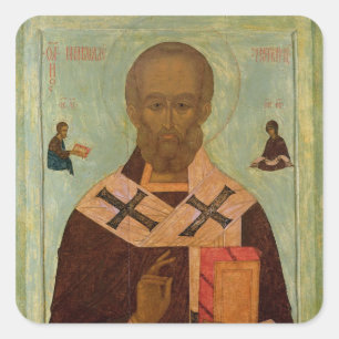 Icon of St. Nicholas Quadratischer Aufkleber