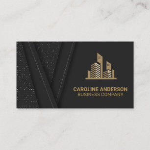 Icon Real Anwesen   Black Luxury Gold Visitenkarte