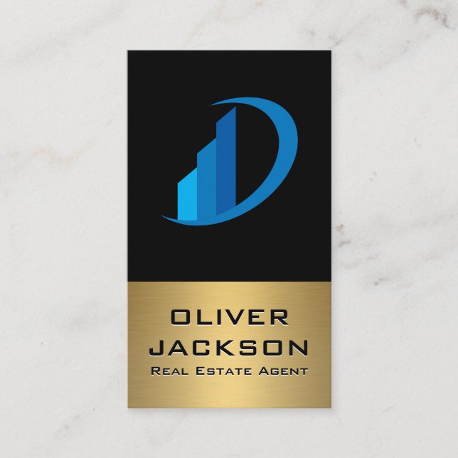 Icon Real Anwesen | Gold Metallic Visitenkarte (Vorderseite)