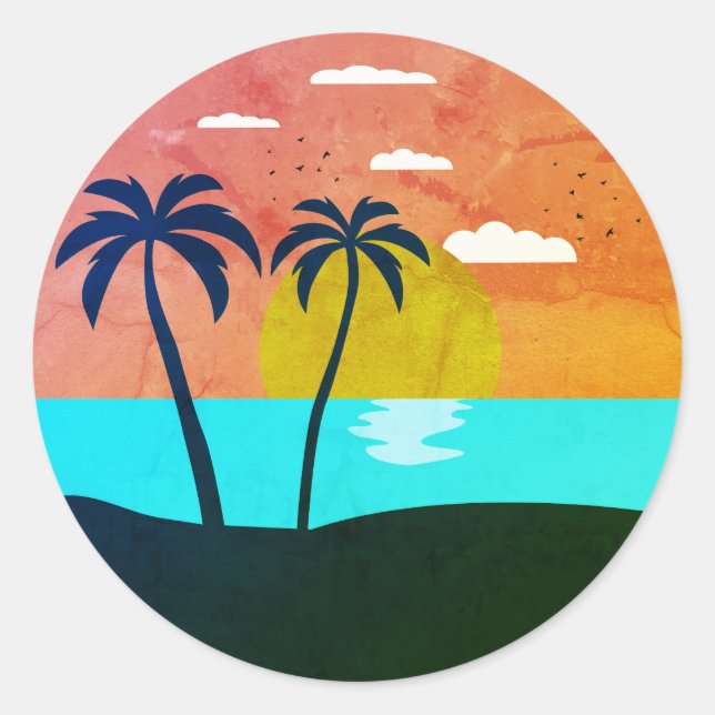 Icon Summer Beach Runder Aufkleber (Vorderseite)
