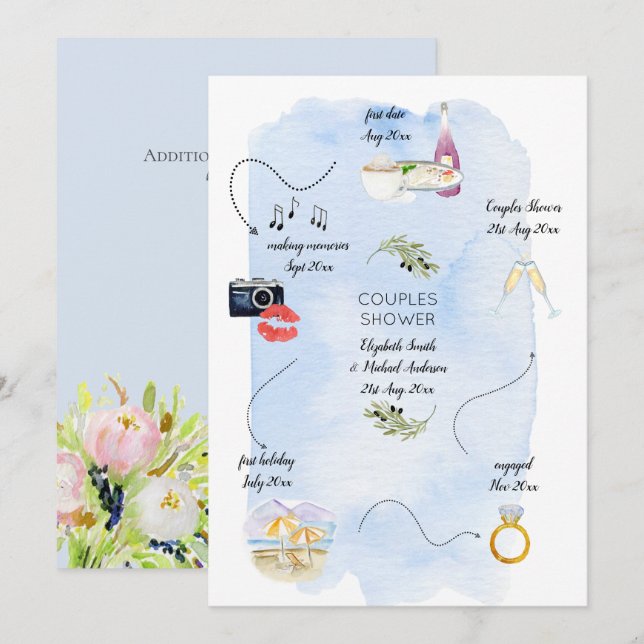 Icon Timeline, wie wir Bridal Couples Dusche trafe Einladung (Vorne/Hinten)