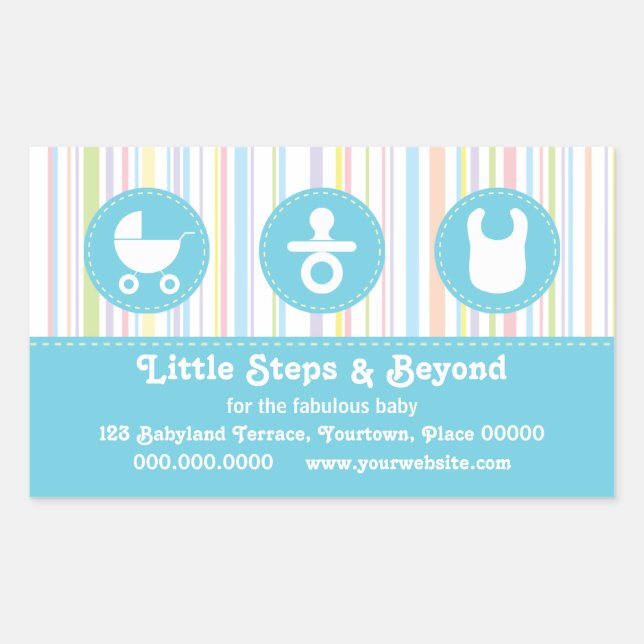 Icon Trio Blue Baby Stripes Rechteckiger Aufkleber (Vorderseite)