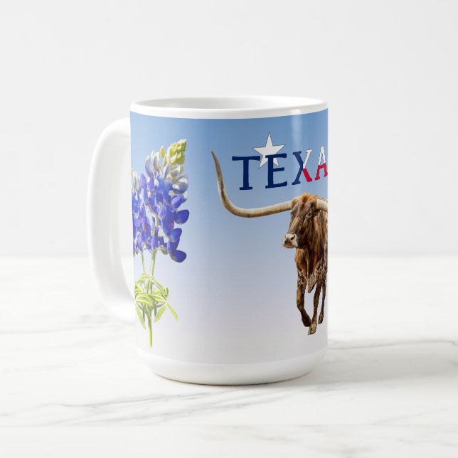 Icône du Texas sur fond bleu clair, Mug (Devant gauche)