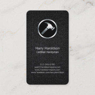 Icône marteau noir Grunge Handyman Carte de visite