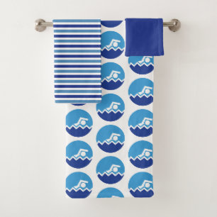 Icône pictogramme de nageur, bandes bleues nager