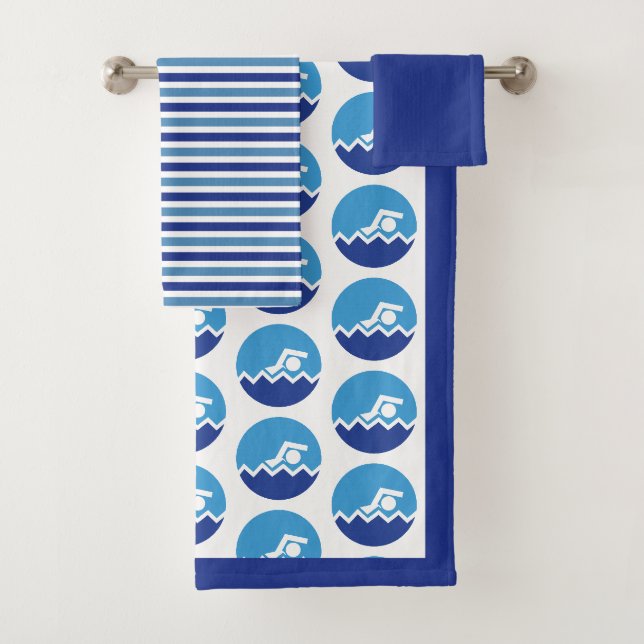 Icône pictogramme de nageur, bandes bleues nager (En situation)