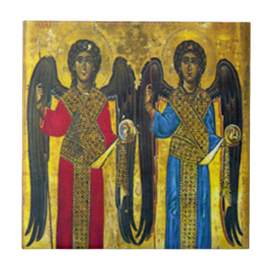 Icône St Michael et St Gabriel Carreaux en céram
