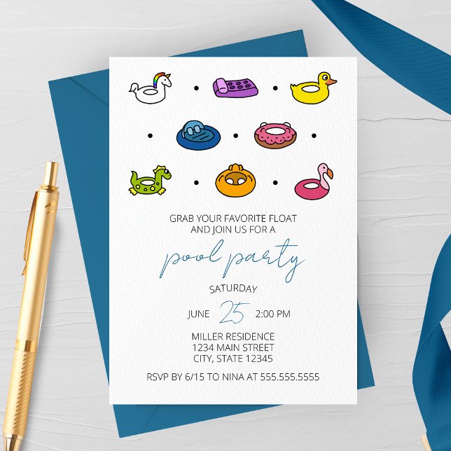 Icônes de radeaux de piscine Invitation à la fête  (Créateur téléchargé)