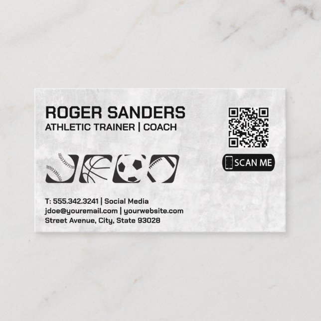 Icônes de sports d'équipe | Carte de visite QR (Devant)