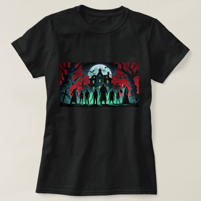 Icônes d'horreur hantée T-shirt Halloween nuit (Design devant)