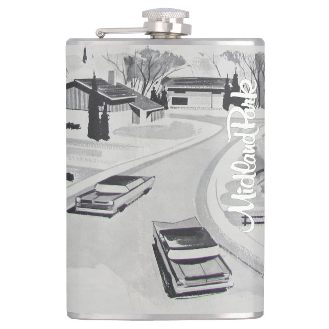 Iconic 60er Mitte Jahrhundert Moderne Flasche Flachmann (Vorderseite)
