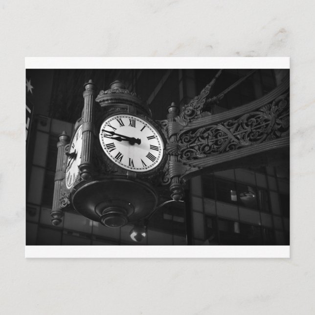 Iconic Chicago Sehenswürdigkeit Clock Postkarte (Vorderseite)
