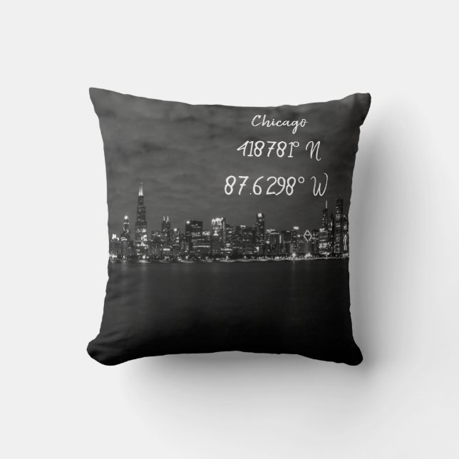 Iconic Chicago Skyline Koordinaten Kissen (Vorderseite)