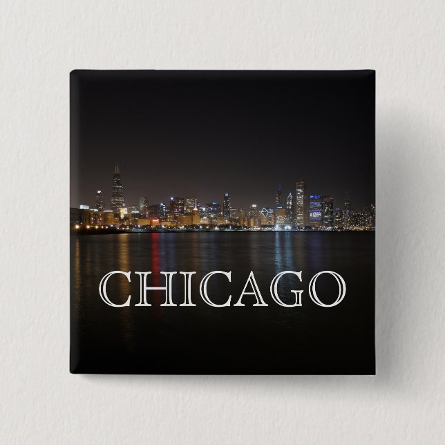 Iconic Chicago Skyline über Lake Michigan Button (Vorderseite)