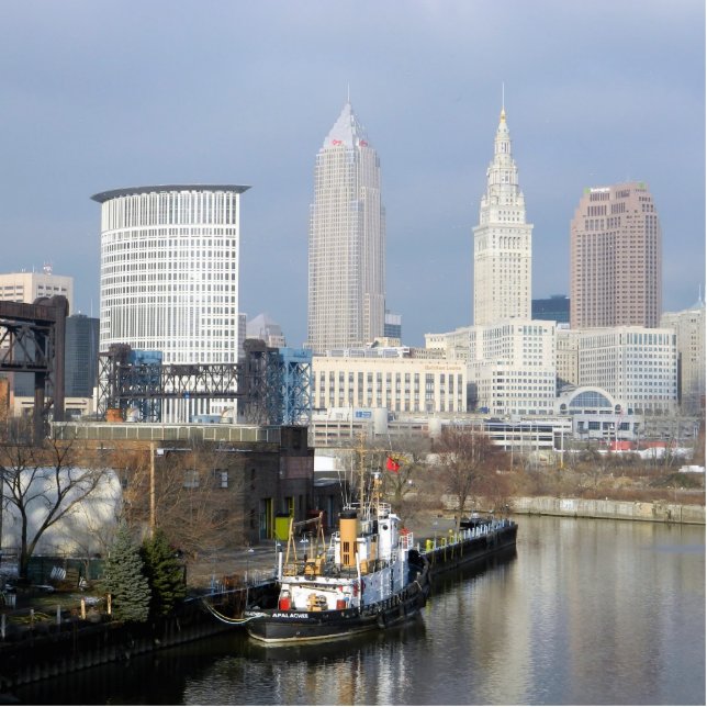 Iconic Cleveland River View  Freistehende Fotoskulptur (Vorne)