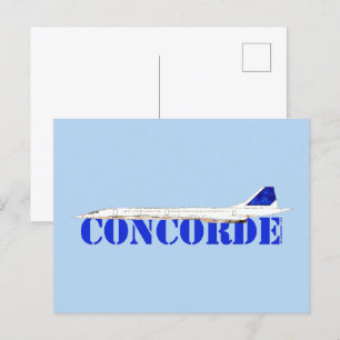 Iconic Concorde Jet mit fett blauer Typografie Postkarte