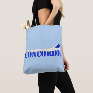 Iconic Concorde Jet mit fett blauer Typografie Tasche