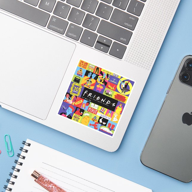 Iconic FRIENDS™-Muster Aufkleber (Laptop mit iPhone)
