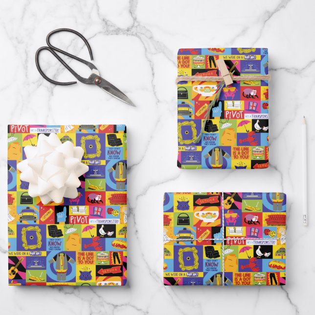 Iconic FRIENDS™-Muster Geschenkpapier Set (Vorderseite)