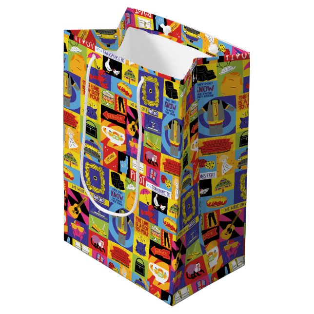 Iconic FRIENDS™-Muster Mittlere Geschenktüte (Vorderseite Schrägansicht)