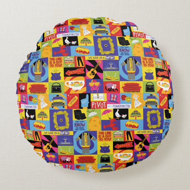 Iconic FRIENDS™-Muster Rundes Kissen (Vorderseite)