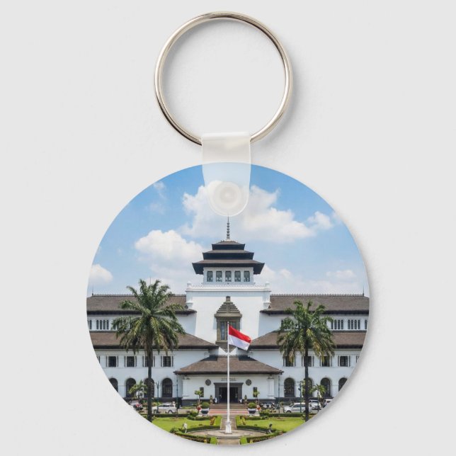 Iconic Gedung Sate Bandung Indonesia Keychain Schlüsselanhänger (Vorderseite)