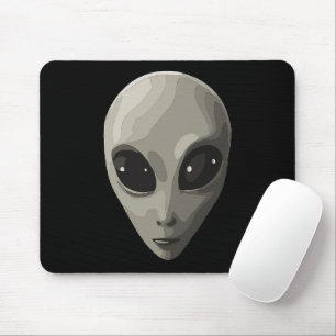 Iconic Gray Alien Face   Sci-Fi UFO Extraterrestri Mousepad