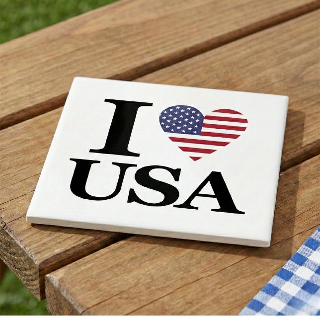 Iconic "I ❤️ USA" Keramik Accent Tile Fliese (A patriotic accent for your home.)