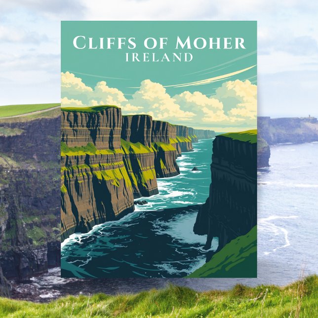 Iconic Irish Sehenswürdigkeit Cliffs of Moher Irel Postkarte (Iconic Irish Landmark Cliffs of Moher Ireland Postcard)