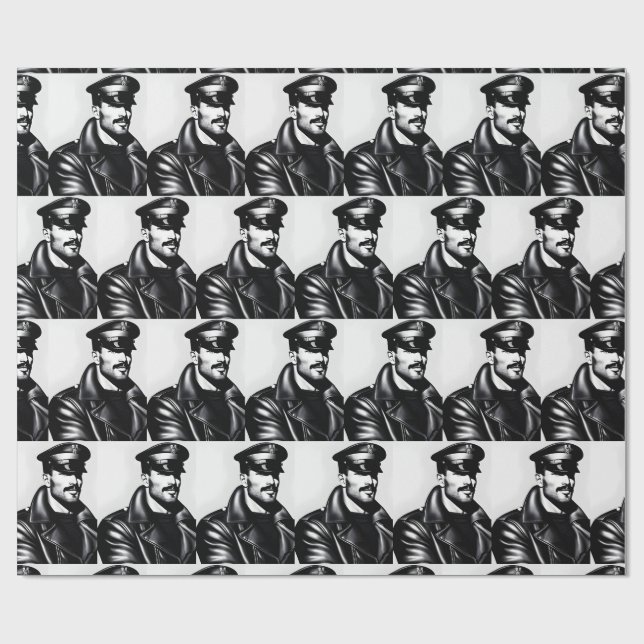 Iconic LGBTQ Gay Leather Daddy Wrapping Paper Geschenkpapier (Flach)