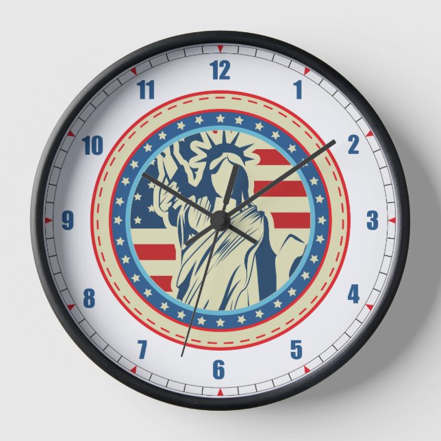 Iconic Liberty Patriotc USA Statue of Liberty Wall Uhr (Vorderseite)