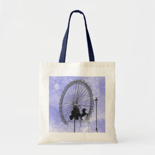 Iconic London Attraction Pen und Ink Blue Violet Tragetasche
