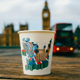 Iconic London Sehenswürdigkeiten UK Map British Tr Pappbecher