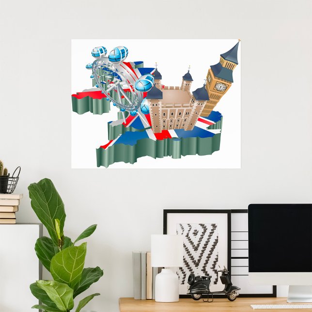 Iconic London Sehenswürdigkeiten UK Map British Tr Poster (Von Creator hochgeladen)