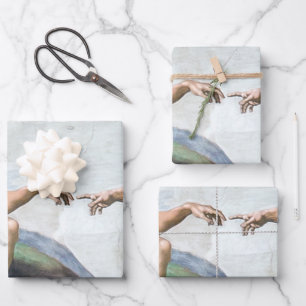 Iconic Michelangelo Creation of Adam Poster Geschenkpapier Set