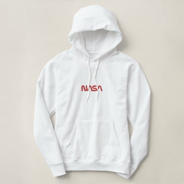 Iconic NASA Circa Rocket White bestickte Hoodie (Design vorne)