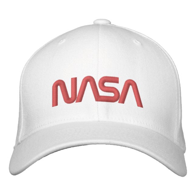 Iconic NASA Circa Rocket White Wool Bestickte Baseballkappe (Vorderseite)