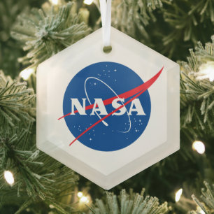 Iconic NASA Holiday Ornament (Saturn Hexagon) Aus Glas