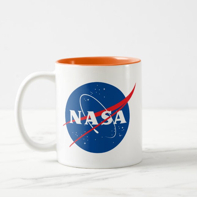 Iconic NASA Launch Orange Trim Keramik Tasse (Links)